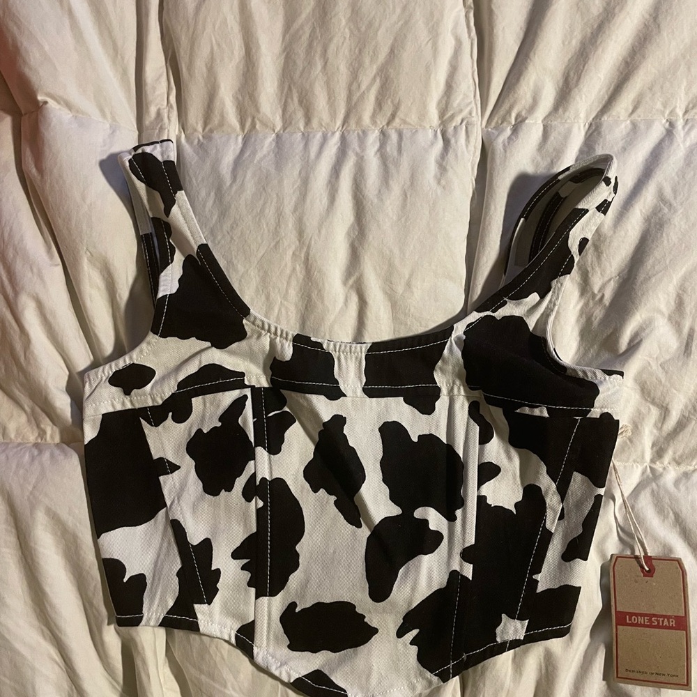 NWT Lone Star Holstein Cow Print Corset Top